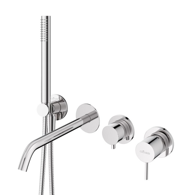 Встраиваемый смеситель для ванны и душа с переключателем на 3 выхода Cezares LEAF-VDIM3-D-L-BIO