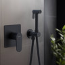 Набор с гигиеническим душем (смеситель + гигиеническая лейка + шланг + шланговое подсоединение с держателем) Aquatek, матовый черный AQ1219MB ОБЕРОН