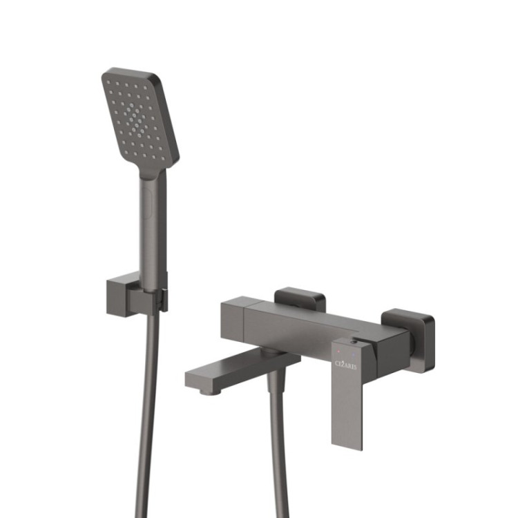 Смеситель для ванны и душа в комплекте с ручным душем, шлангом и держателем Cezares SLIDER-VD-IN