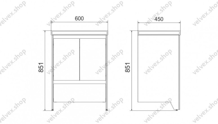 Тумба с раковиной Velvex Klaufs 60.2D.1Y