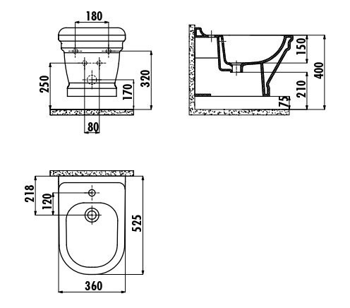 CREAVIT ANTIK Биде ЧЕРНОЕ AN510.40010