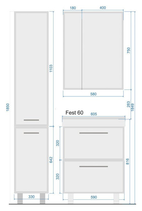 Шкаф пенал Raval Fest 33