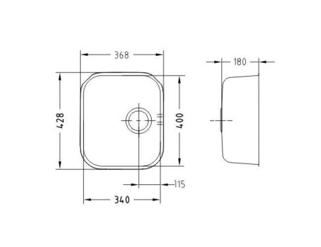 Мойка VARIANT 40 SAT-90 340X400X185 слив вдоль длинной стороны в комп. с сифоном 1130550,