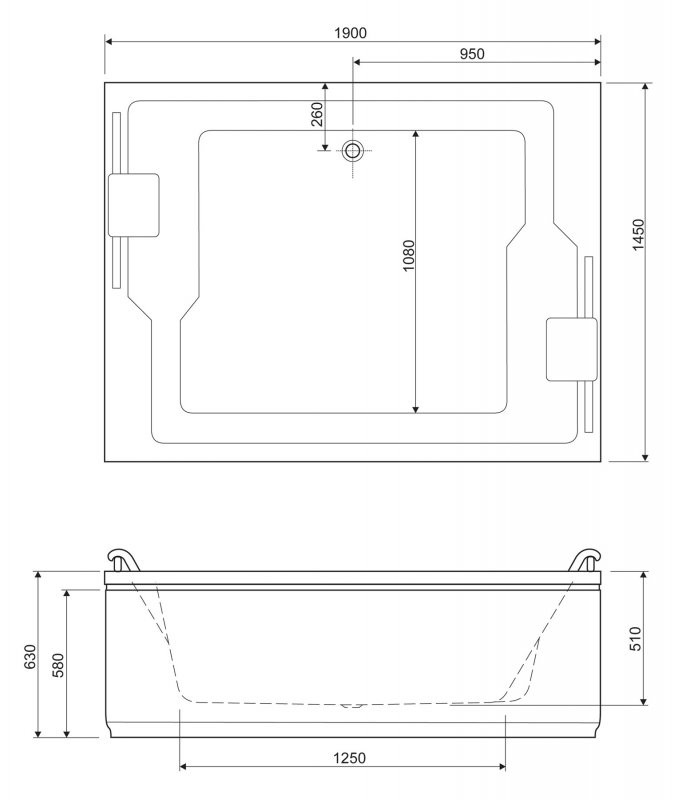 Передняя панель для акриловой ванны Cezares PLANE_DUO-190-SCR-W37