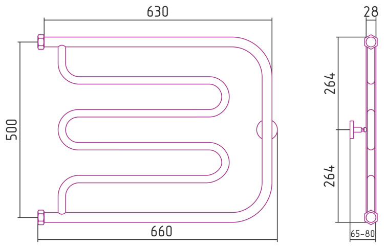 Полотенцесушитель водяной Сунержа Лира+ 500х650 Матовый белый