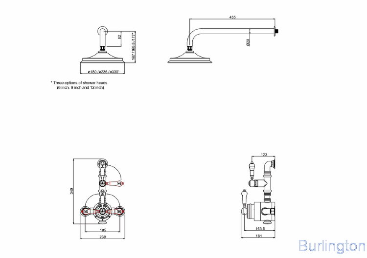 Душевая стойка c внешним термостатом BF1S c душевой насадкой 12''