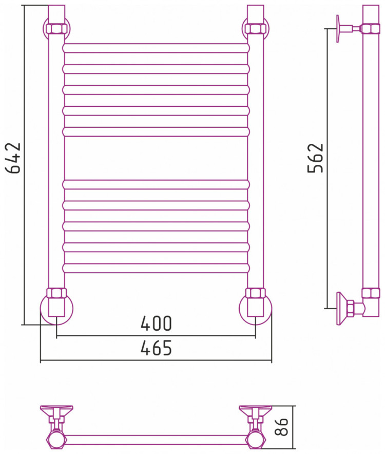Полотенцесушитель водяной Стилье Аксиома-10 600х400 Без покрытия