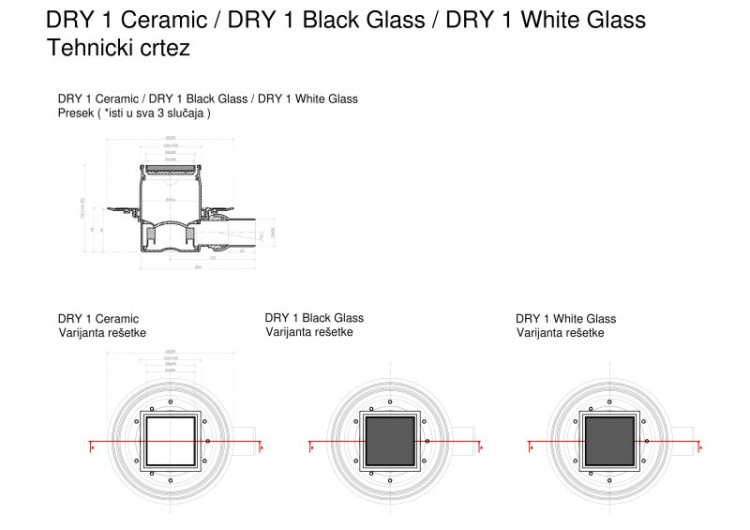 Точечный трап 100х100 мм Confluo Standard Dry 3 Black Glass ,с сухим затвором,черное стекло, с рамкой PESTAN 13000103