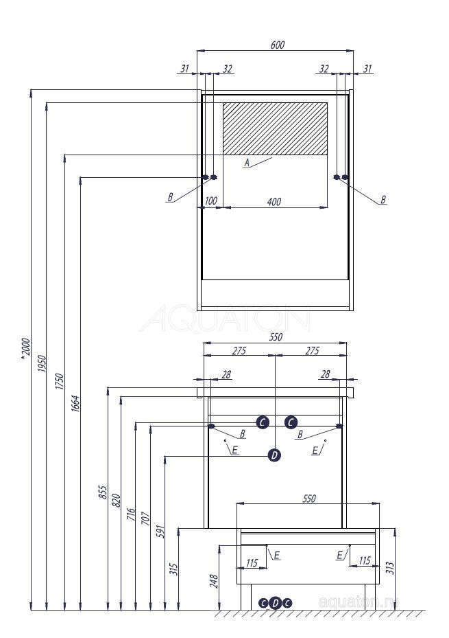 Комод AQUATON Капри 60 таксония темная 1A231003KPDB0