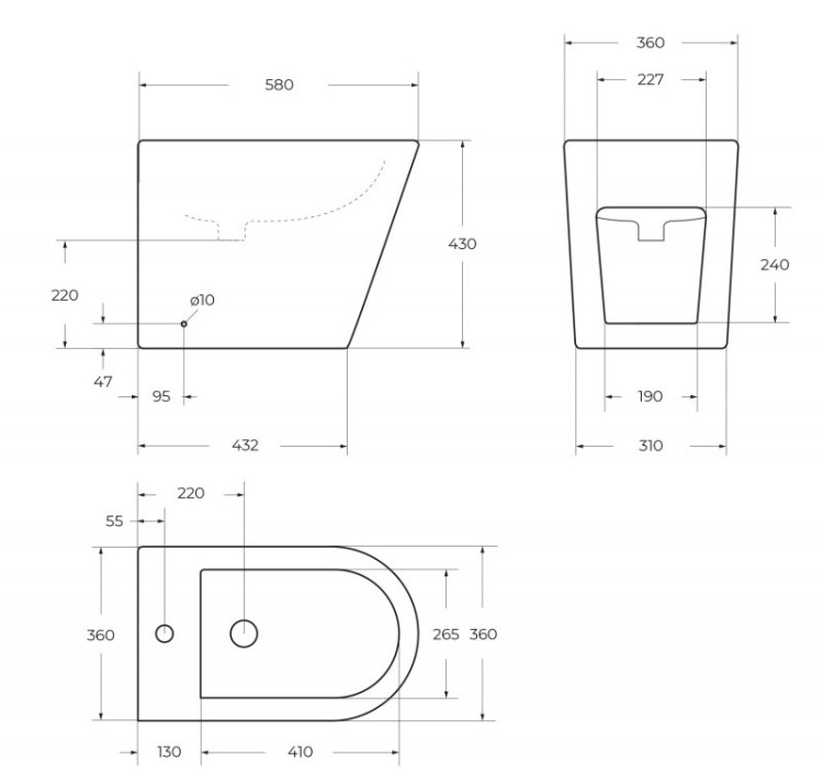 Биде напольное, с крепежом Cezares BB1003B