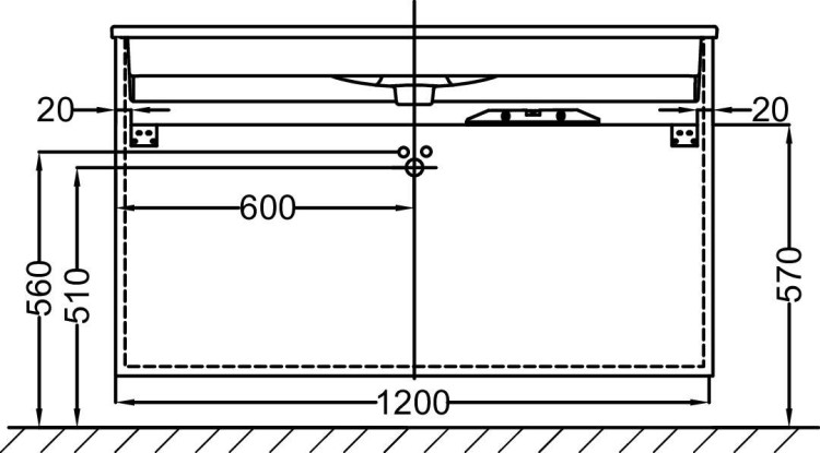 Мебель для раковины-столешницы 120 см, 3 выдвижных ящика, нежный аквамарин Jacob Delafon VOX EB2041-RA-M43