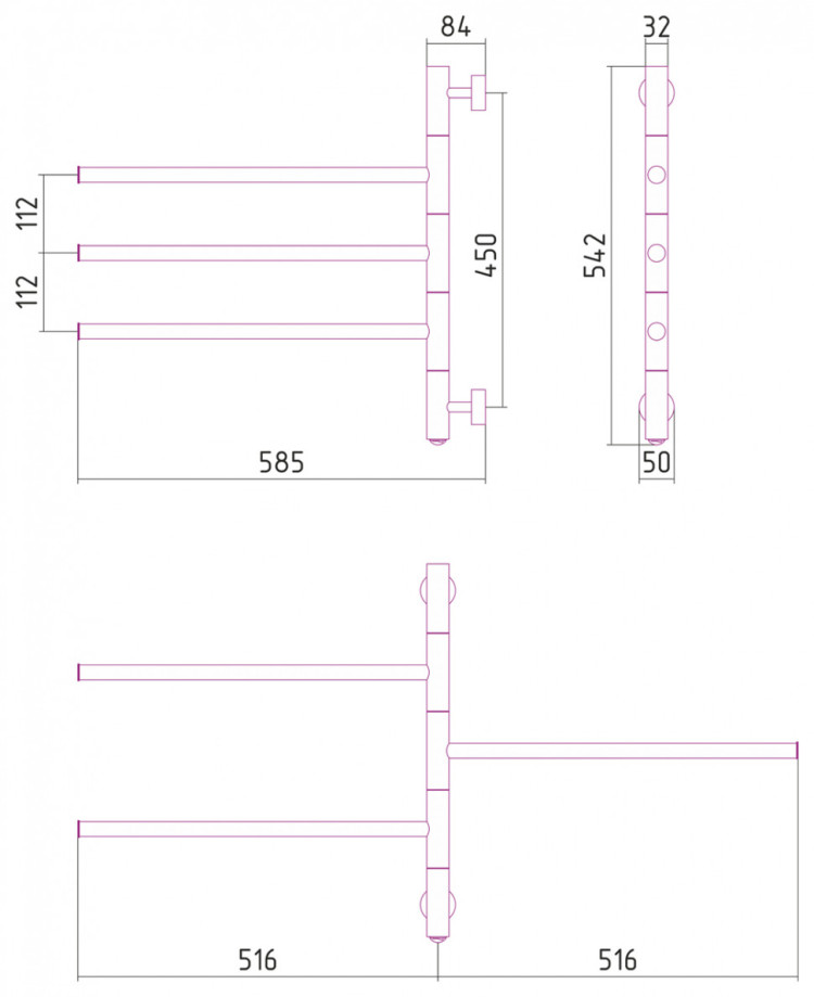 Полотенцесушитель электрический Сунержа Триада 540х585 Шампань