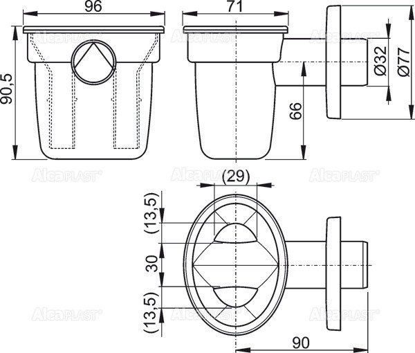 Воронка с сифоном для сбора конденсата DN32 Alcadrain AKS1