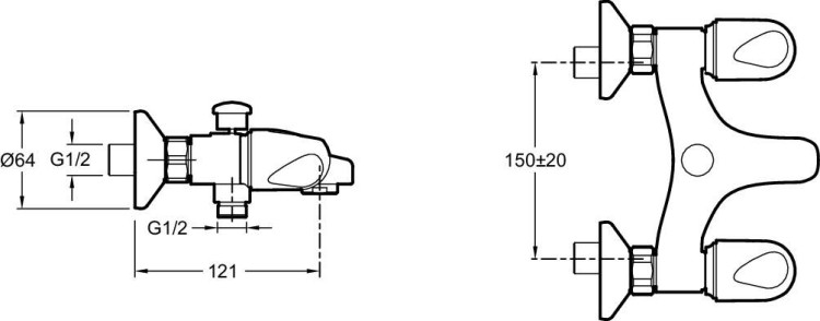 Настенный смеситель для ванны/душа Jacob Delafon GALEO CD E71920-CP