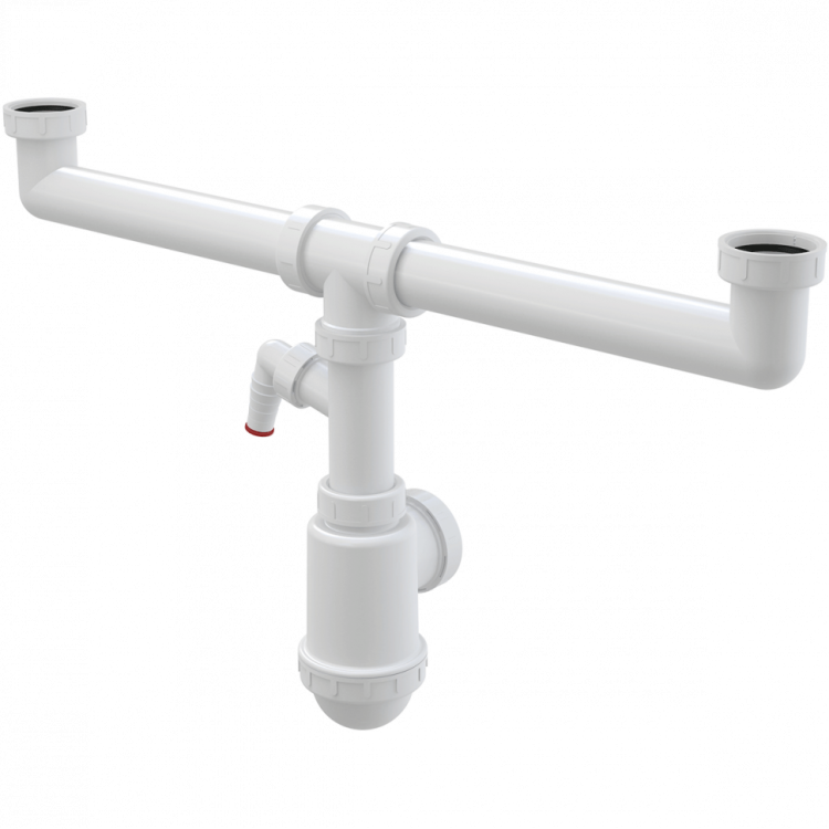 Сифон для сдвоенной мойки с накидными гайками 6/4