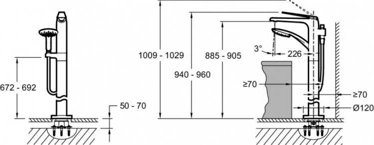 Однорычажный напольный смеситель для ванны/душа Jacob Delafon AVID E97367-CP