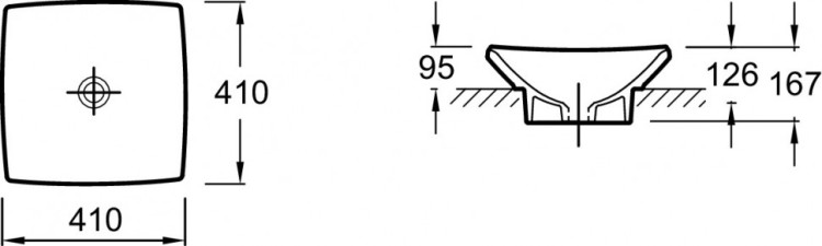 Раковина-чаша 41 х 41 см, без переливного отверстия Jacob Delafon ESCALEE1325-X5-00