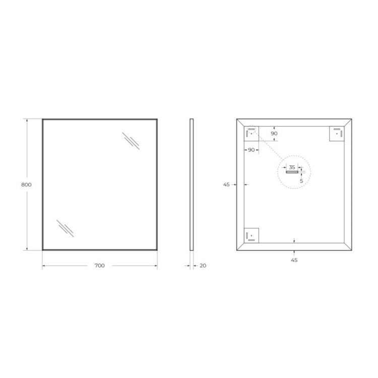 Зеркало в алюминиевой раме BelBagno SPC-AL-600-800