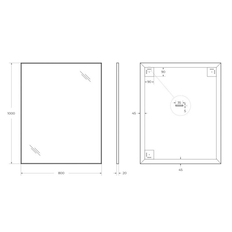 Зеркало в алюминиевой раме BelBagno SPC-AL-600-800