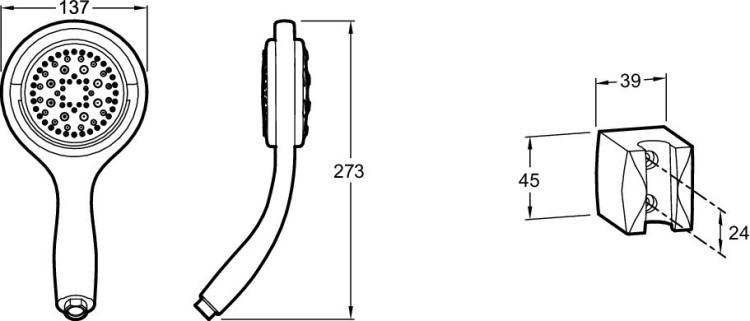 Душевой комплект с настенным держателем, шлангом и 4-х режимным ручным душем Jacob Delafon FLIPSIDE E15891-CP