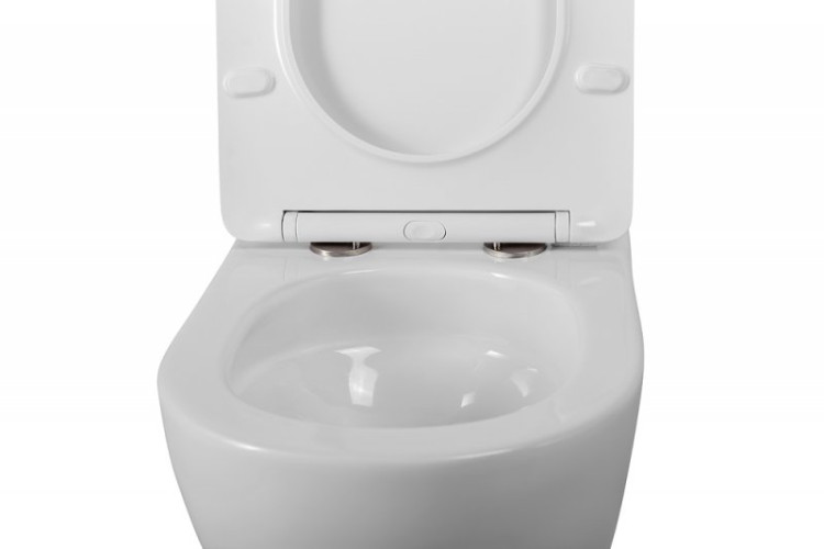 Унитаз подвесной безободковый со смывом Торнадо, с сиденьем дюропласт soft close Cezares BB046CH-TOR/SC