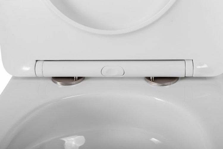 Унитаз подвесной безободковый со смывом Торнадо, с сиденьем дюропласт soft close Cezares BB046CH-TOR/SC