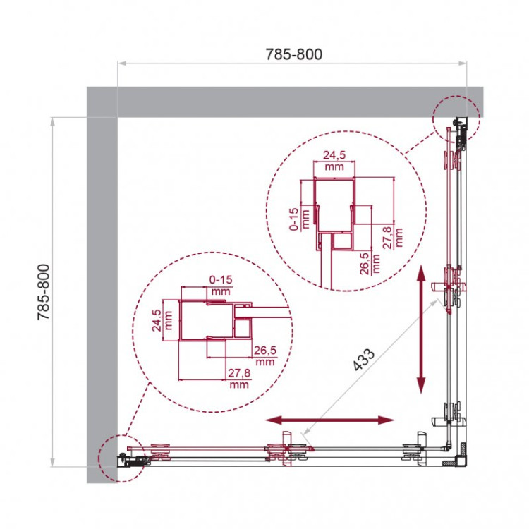 Душевой уголок BELBAGNO LUCE-A-2 Cezares LUCE-A-2-100-C-Cr