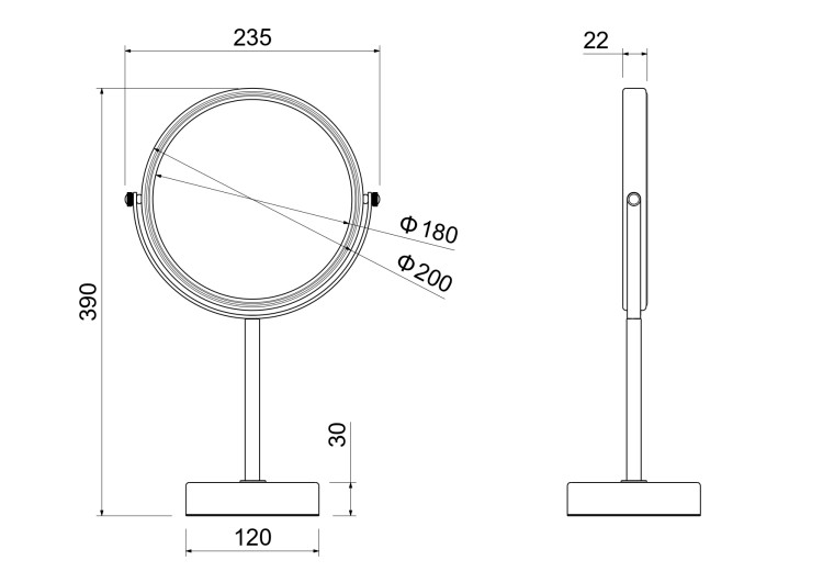 Зеркало косметическое настольное 3х Aquatek AQ4913CR