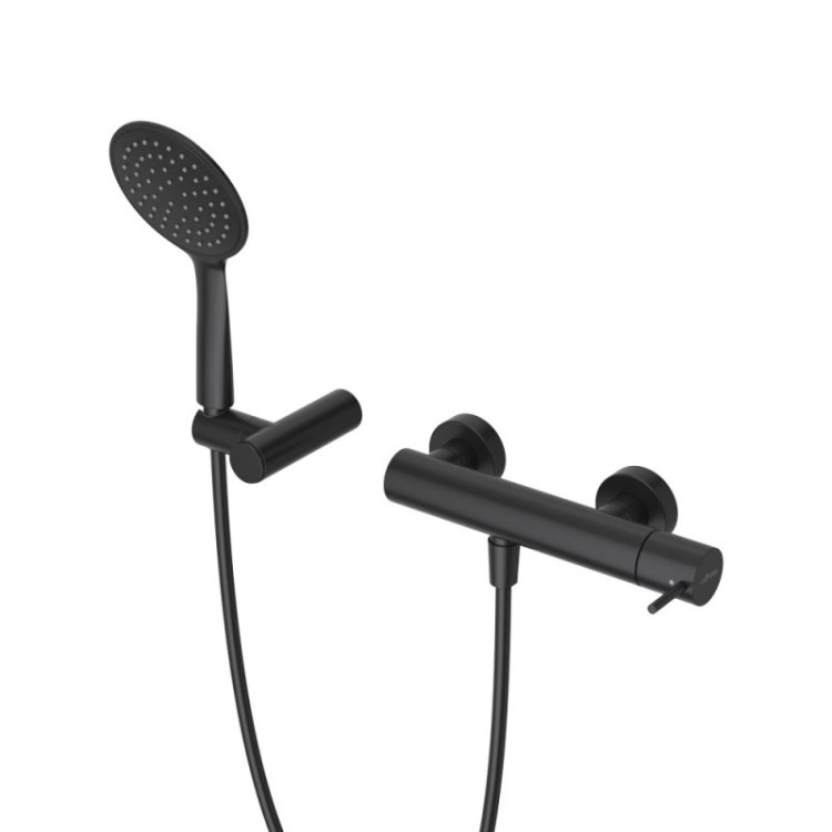 Смеситель для душа однорычажный в комплекте с ручным душем, шлангом и держателем c тонкой ручкой Cezares LEAF-D-L-ST