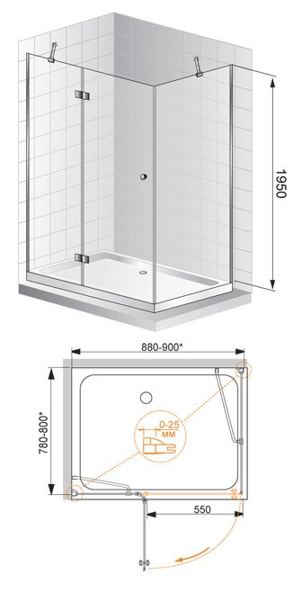 Душевой уголок VERONA AH-1 Cezares VERONA-W-AH-1-100/90-P-Cr-L