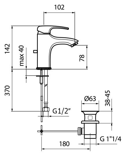 Смеситель для раковины Webert Kimono KI830102