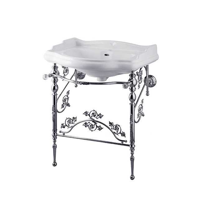 консоль на ножках для раковины, хром