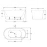 Отдельностоящая, овальная акриловая ванна без перелива BelBagno BB71-1700-W0