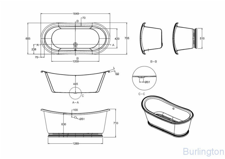 Ванна акриловая Boat (Admiral) 1650 [T5C / ET5C]