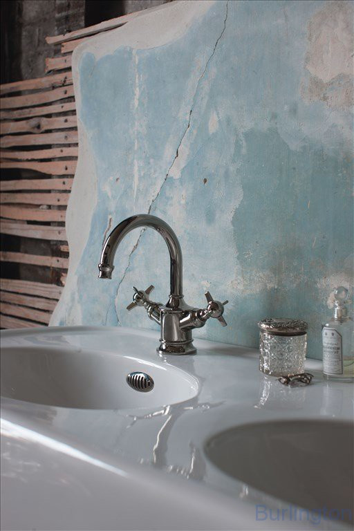 Смеситель для раковины, 1 отв, ручки - крестики, никель [ARC14]