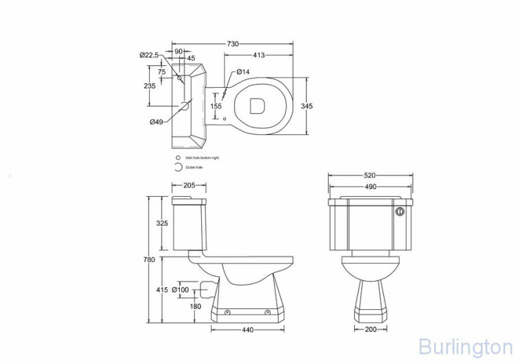 Унитаз-моноблок с кнопкой, бачок 51см