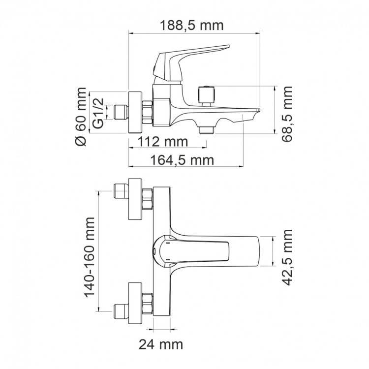 WasserKRAFT Neime 1901 Смеситель для ваннкороткиизливом