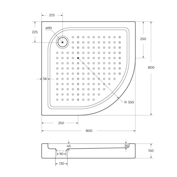 Акриловый поддон BELBAGNO TRAY-BB-R BelBagno TRAY-BB-R-80-550-15-W