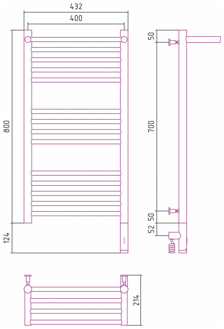 Полотенцесушитель электрический Сунержа Богема с полкой 3.0 800х400 / МЭМ правый Состаренная бронза