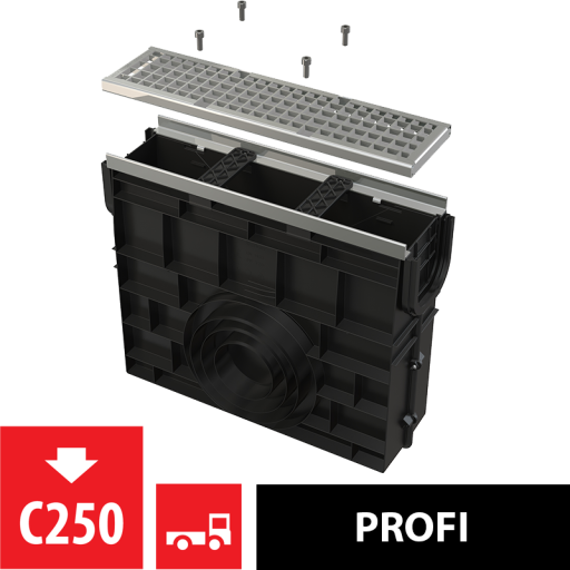 Пескоуловитель для дренажного канала AVZ103 с металлической рамой и оцинкованной решеткой C250 Alcadrain AVZ103R-R104S
