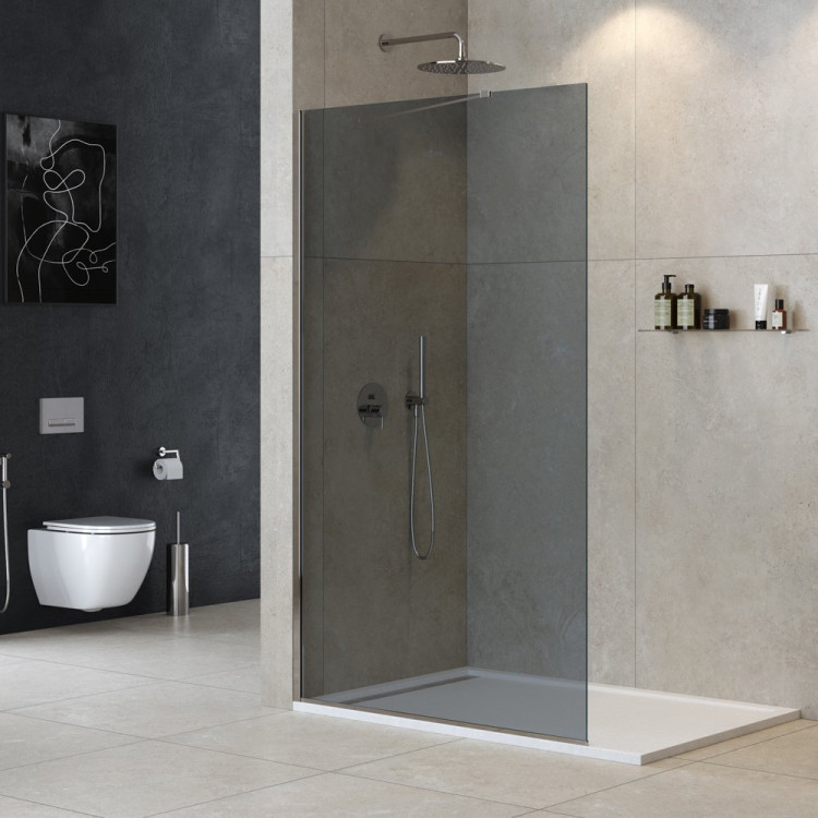 Душевая перегородка универсальная с односторонним входом, стекло бронза, профиль хром Cezares LIBERTA-L-1-TB-120-BR-Cr