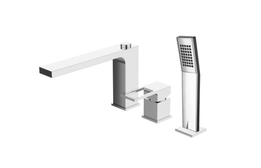 Смеситель на борт ванны с ручным выдвижным душем Cezares ROM-BVD-CRM