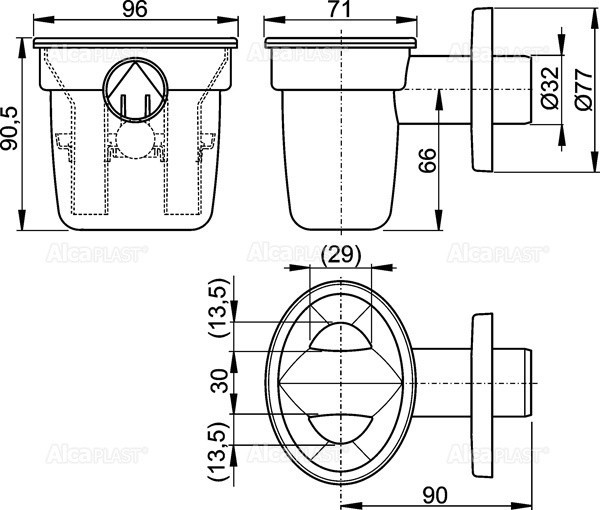 Воронка с шариком для сбрасываемого конденсата DN32 Alcadrain AKS1Z
