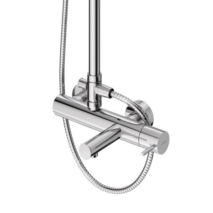 Душевая стойка телескопическая, с изливом с верхним и ручным душем с тонкой ручкой Cezares LEAF-CVDA-30-L-SR