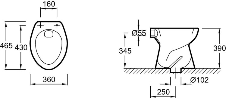 Унитаз без бачка с вертикальным сливом Jacob Delafon ПРОФЕССИОНАЛЬНОЕ ОБОРУДОВАНИЕ E1639-00