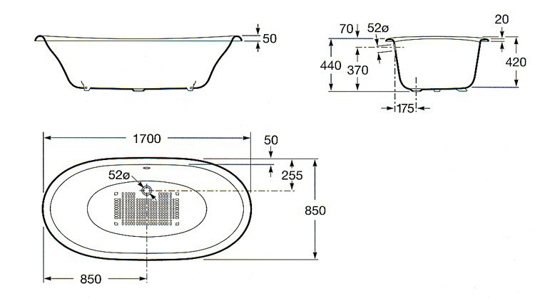 Чугунная ванна Roca Newcast White 170x85