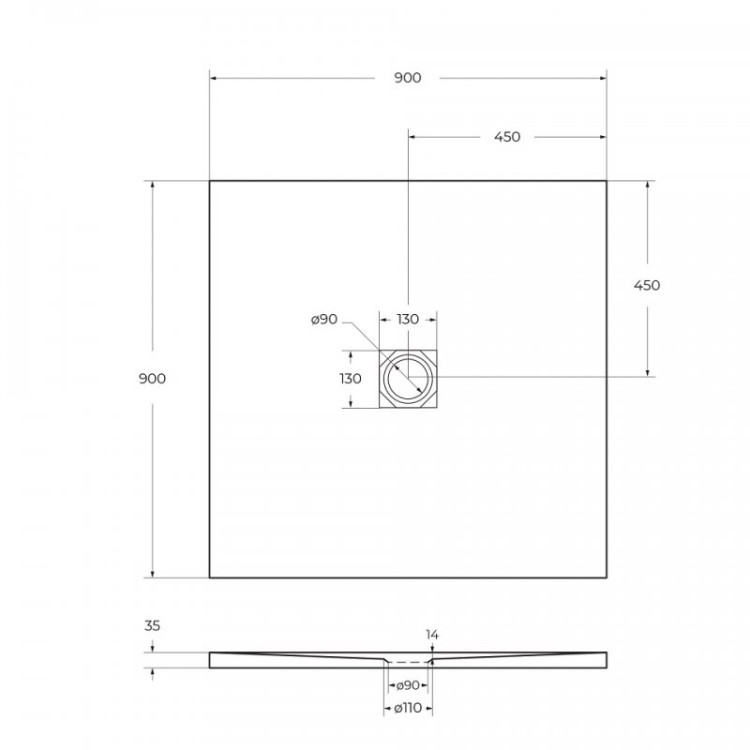 Поддон из искусственного мрамора,белый BelBagno TRAY-MR-UNO-A-80-35-W-CR