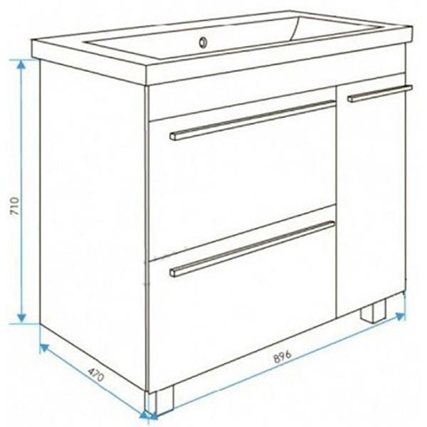 Тумба под раковину 1MarKa Соната 90 2 ящика