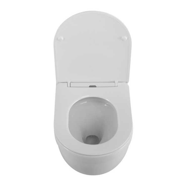 Унитаз подвесной безободковый со смывом Торнадо, с сиденьем дюропласт soft close Cezares BB017CH-TOR/SC