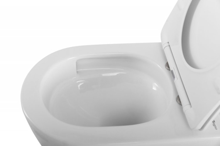 Унитаз подвесной безободковый со смывом Торнадо, с сиденьем дюропласт soft close Cezares BB017CH-TOR/SC